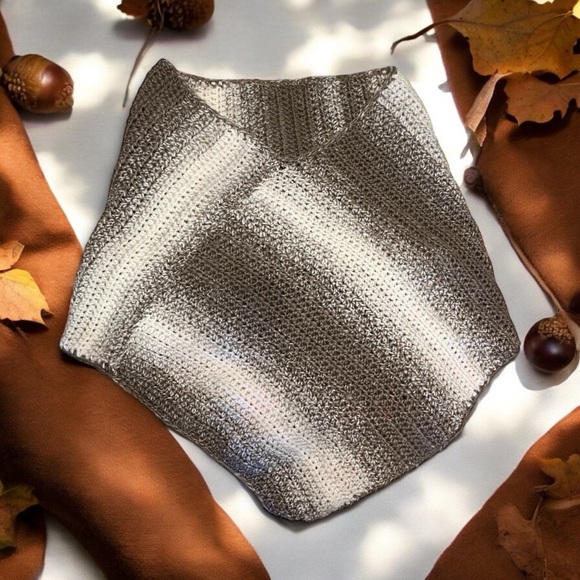 Vintage brown/ashbrown/creamy white poncho/shrug 75%acrylic/25%wool Soft & Warm - Picture 6 of 17